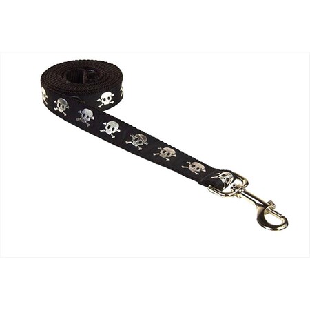 Fly Free Zone 4 ft. Reflective Skull Dog Leash; Black - Small FL511072